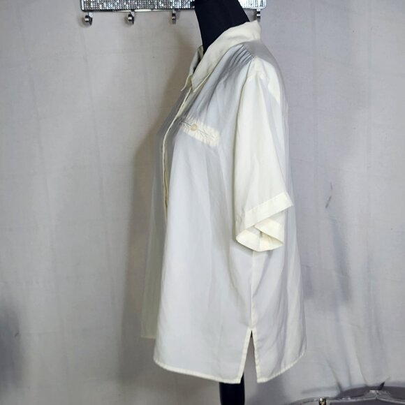 Apparenza Whipped Butter Yellow Poly SS Button Up Chest Pocket Blouse Size 1X - Picture 8 of 16